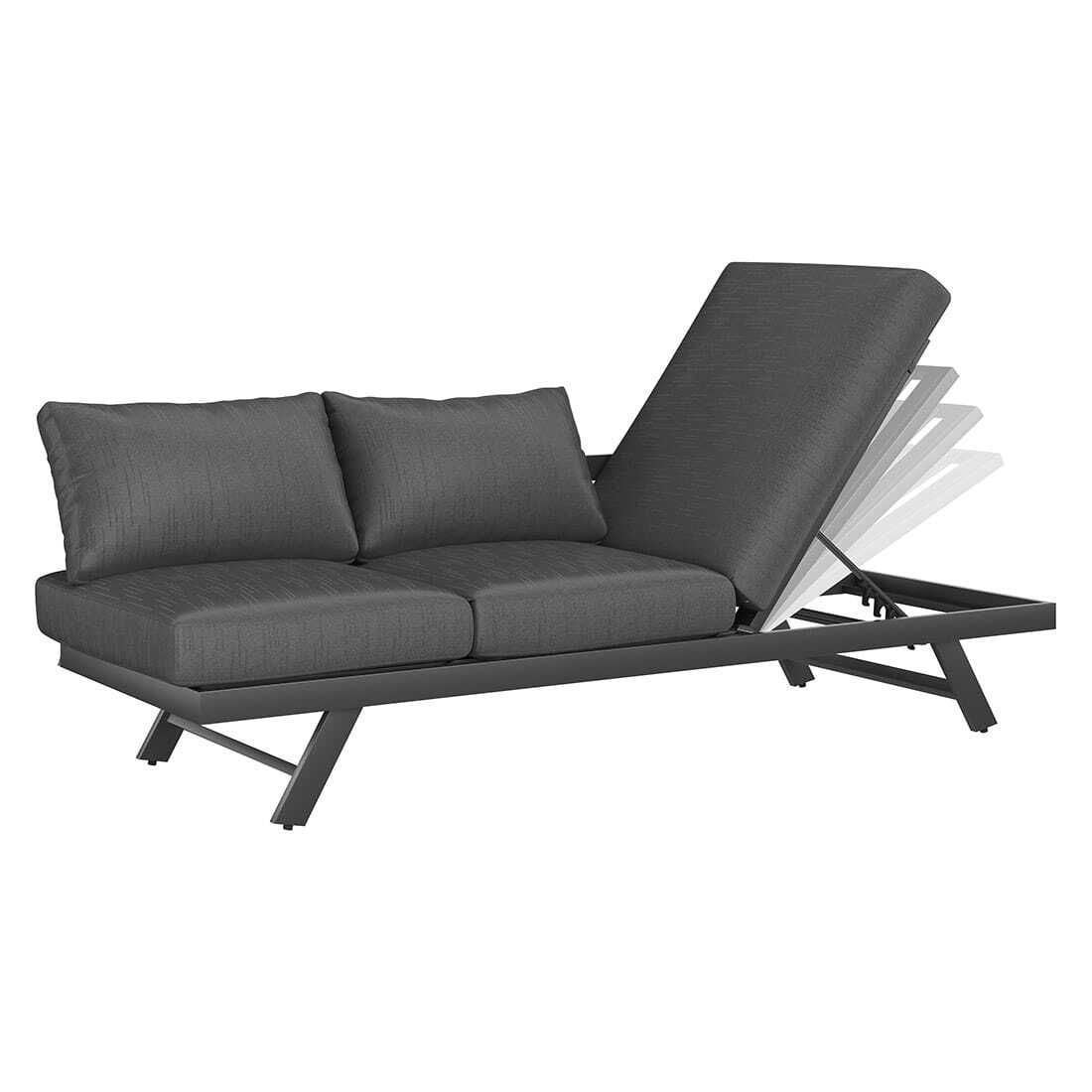 Hagesofa Atlanta aluminium olefin 210x73 cm montert på terrasse