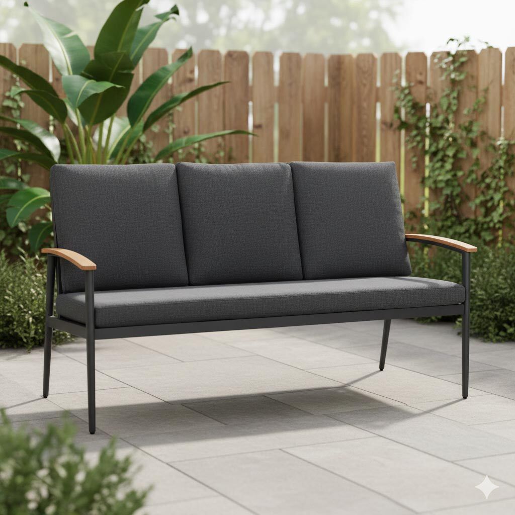 Hagesofa Avento aluminium og tau 198 cm forfra LC Garden