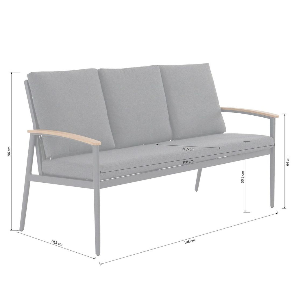 Detalj av rope-flettverk på Hagesofa Avento aluminium og tau 198 cm