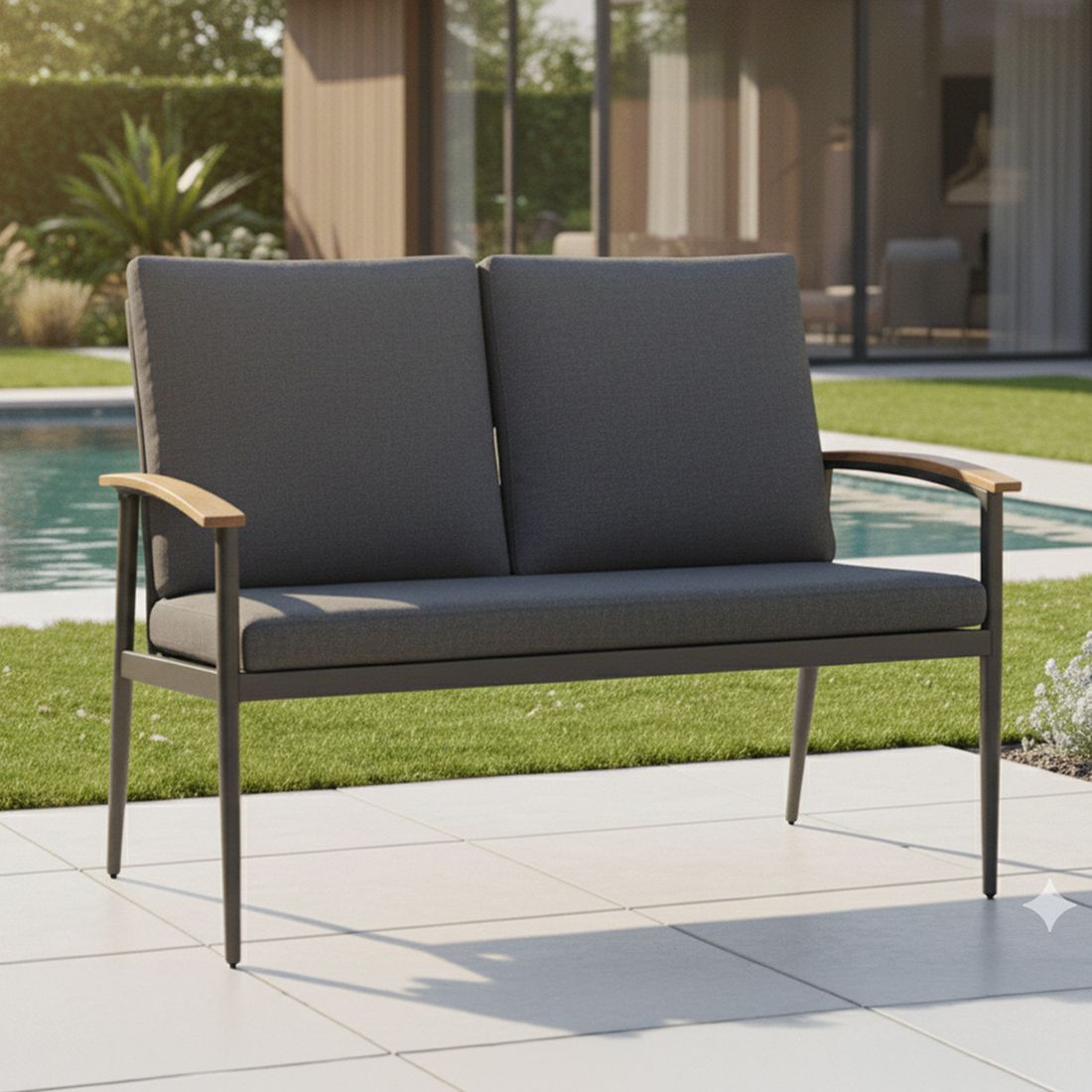 Hagesofa Avento aluminium tau 160 cm front