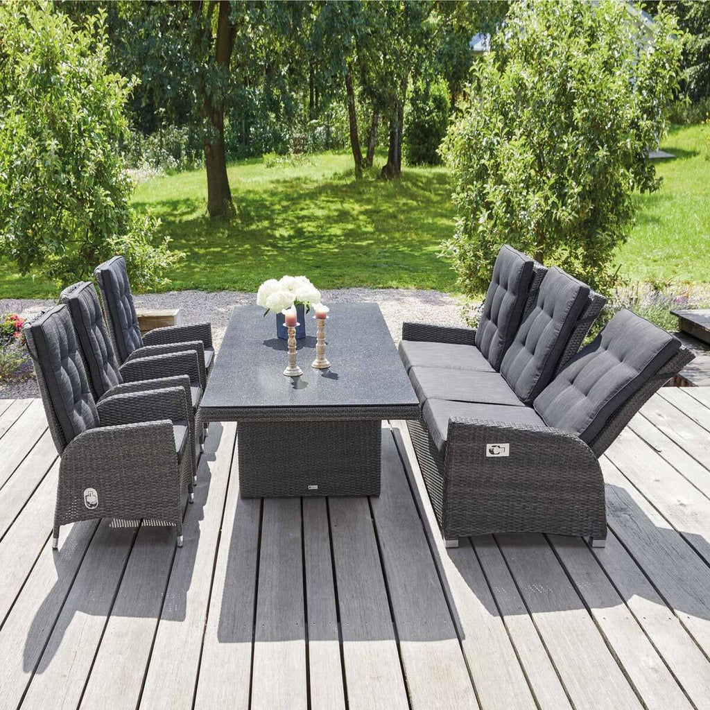 Hagesofa Barcelona regulerbar polyrotting 210 cm med puter