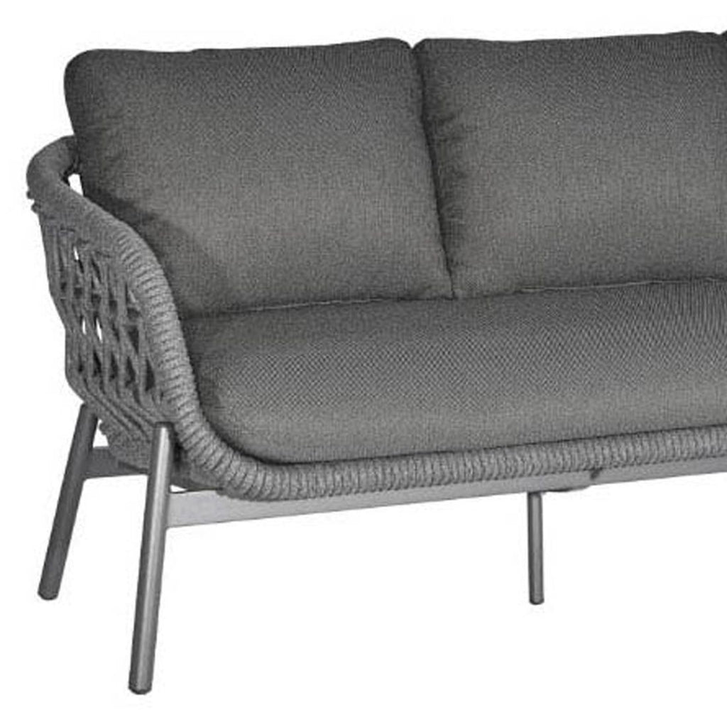 Hagesofa Bari aluminium tau 215 cm montert på terrasse