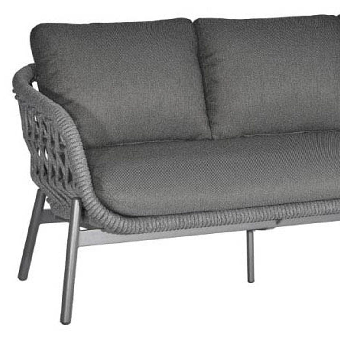 Hagesofa Bari aluminium tau 215 cm montert på terrasse