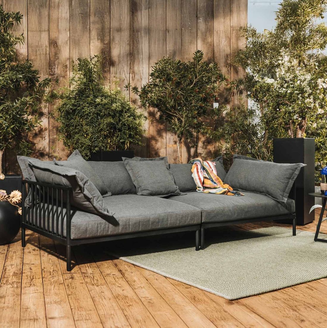 Hagesofa Beary stål/olefin 260x115 cm front
