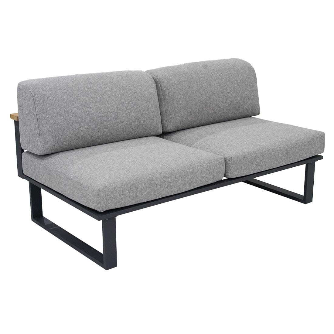 Detalj av stoff og ramme på Hagesofa Belvedere rustfritt stål/Tuvatextil 148 cm