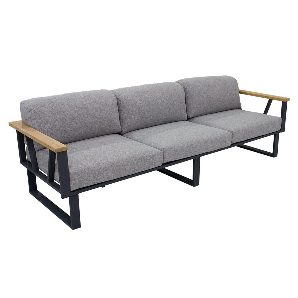 Bakside av Hagesofa Belvedere rustfritt stål/utestoff 239 cm