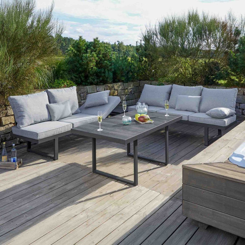 Hagesofa Bondino aluminium regulerbar rygg 202 cm - LC Garden i antrasitt farge