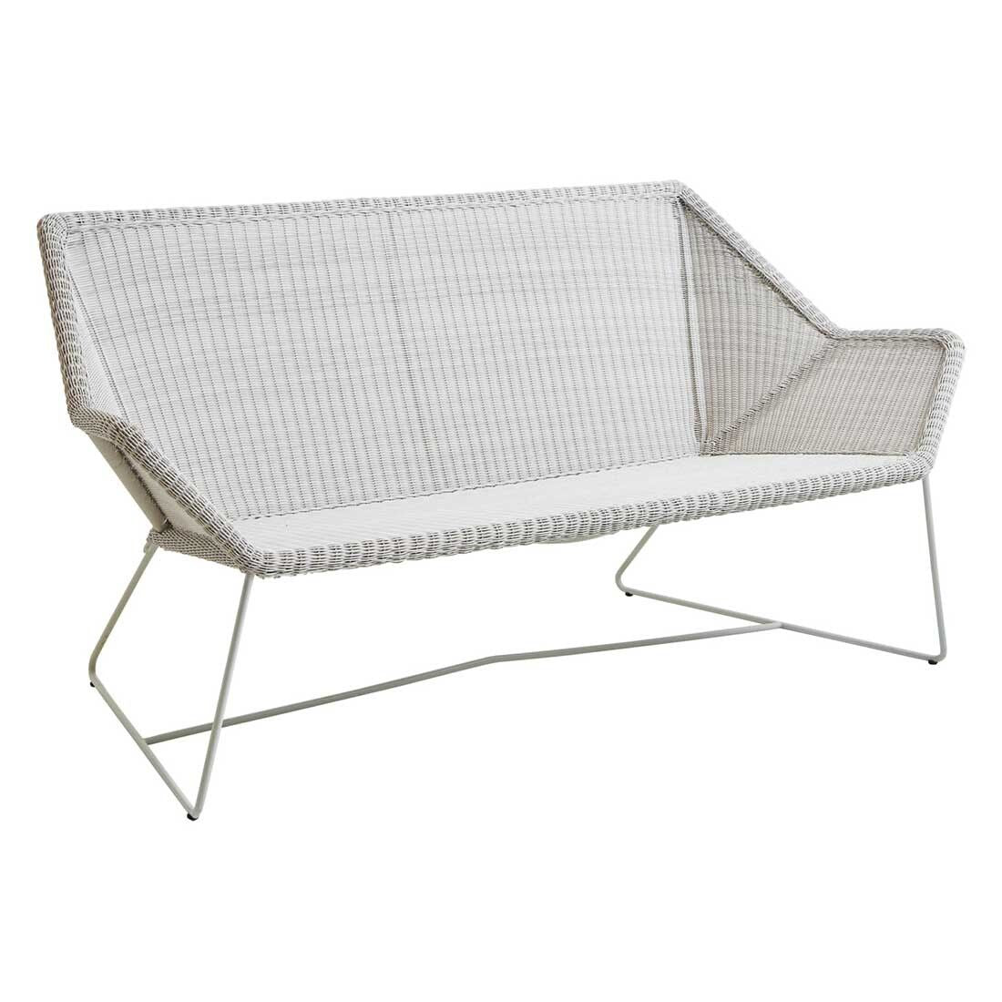 Hagesofa Breeze flettverk/stål 154 cm hvitgrå forfra