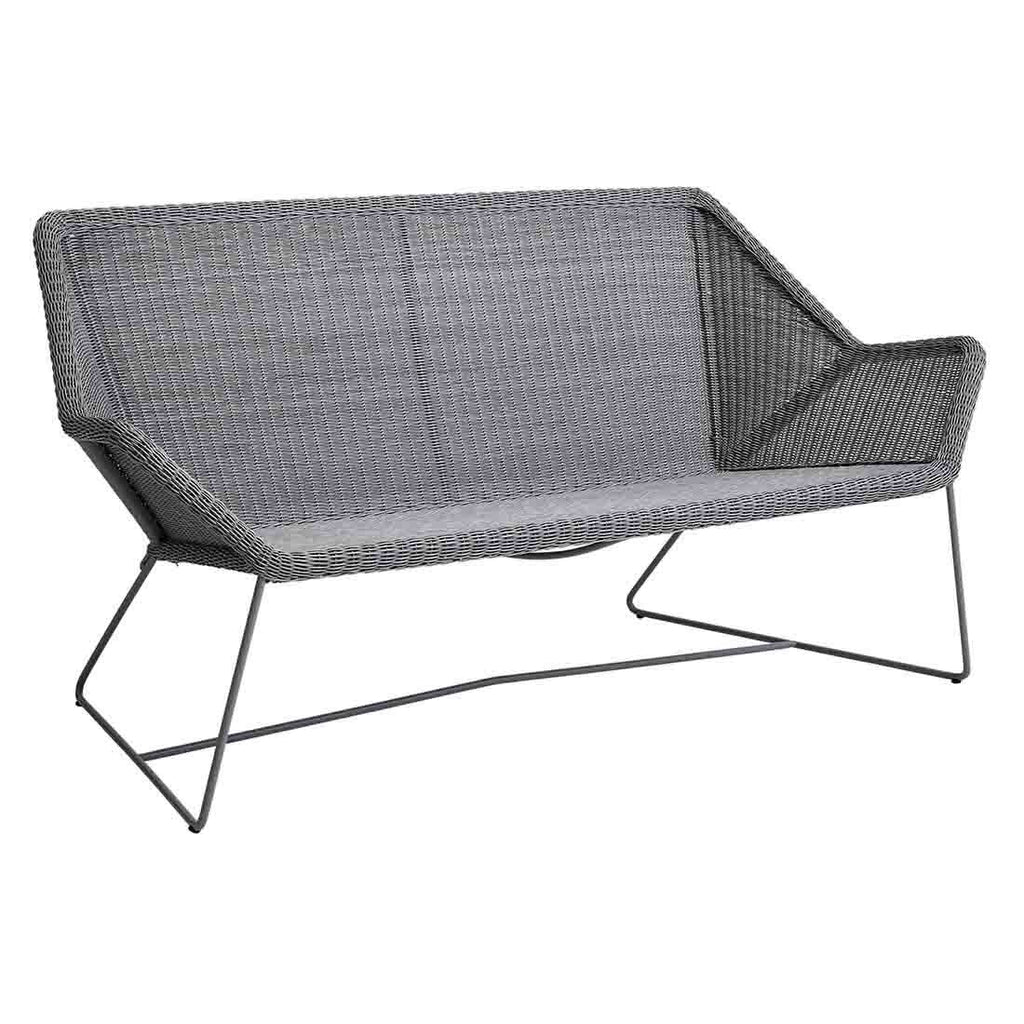 Hagesofa Breeze flettverk/stål 154 cm lysgrå forfra
