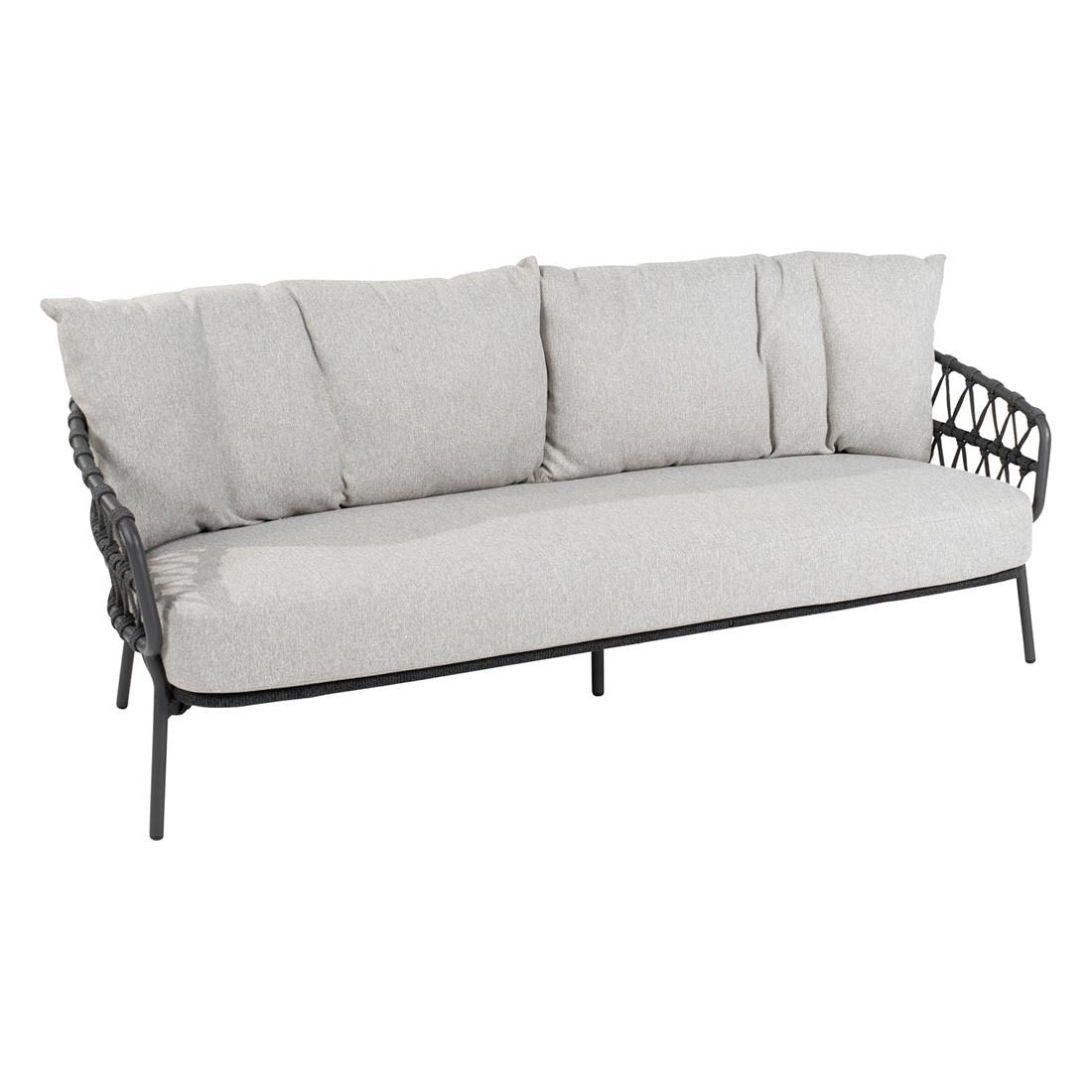 Hagesofa Calpi rustfritt stål tau 197 cm bakside