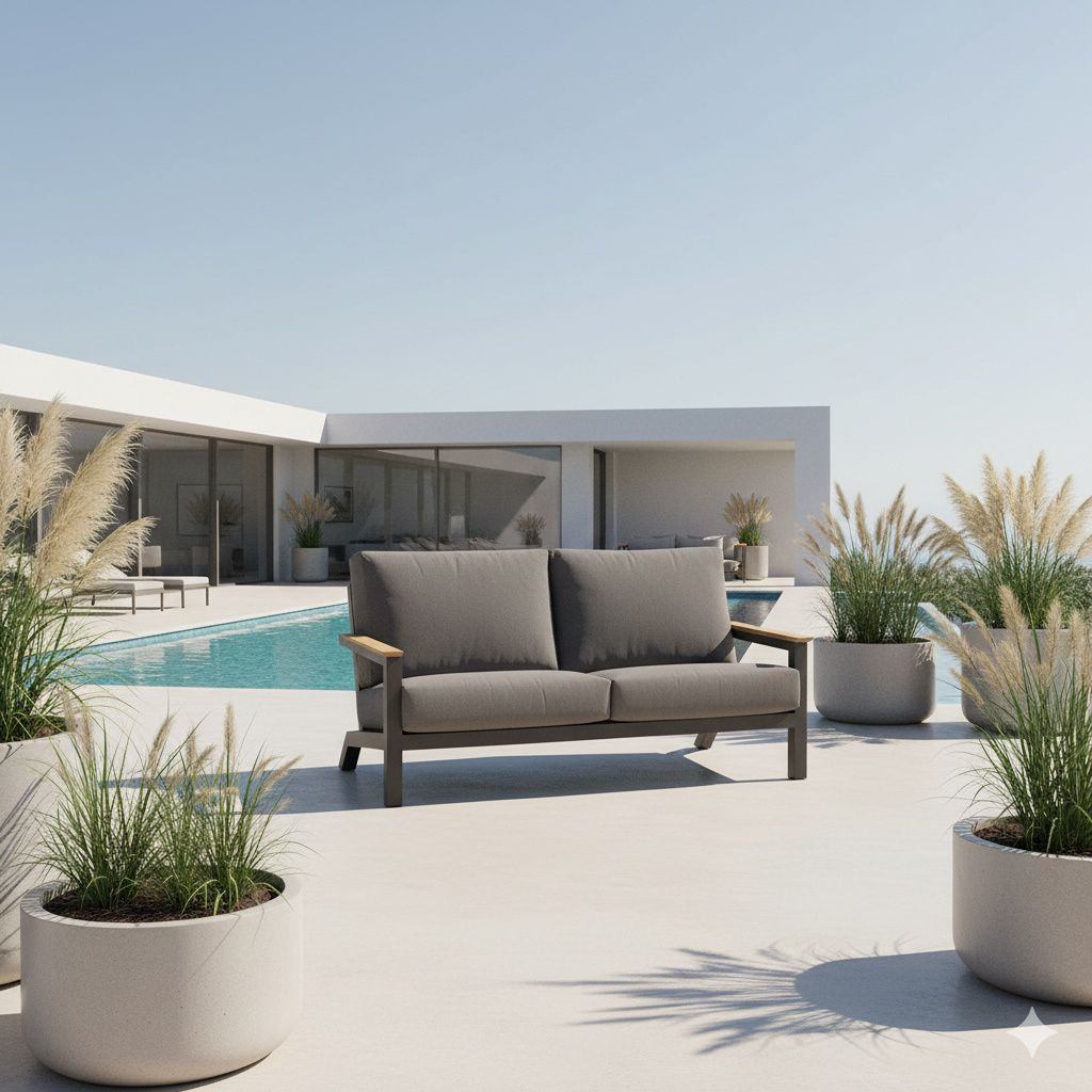 Hagesofa Capitol aluminium/olefin 176 cm sett forfra
