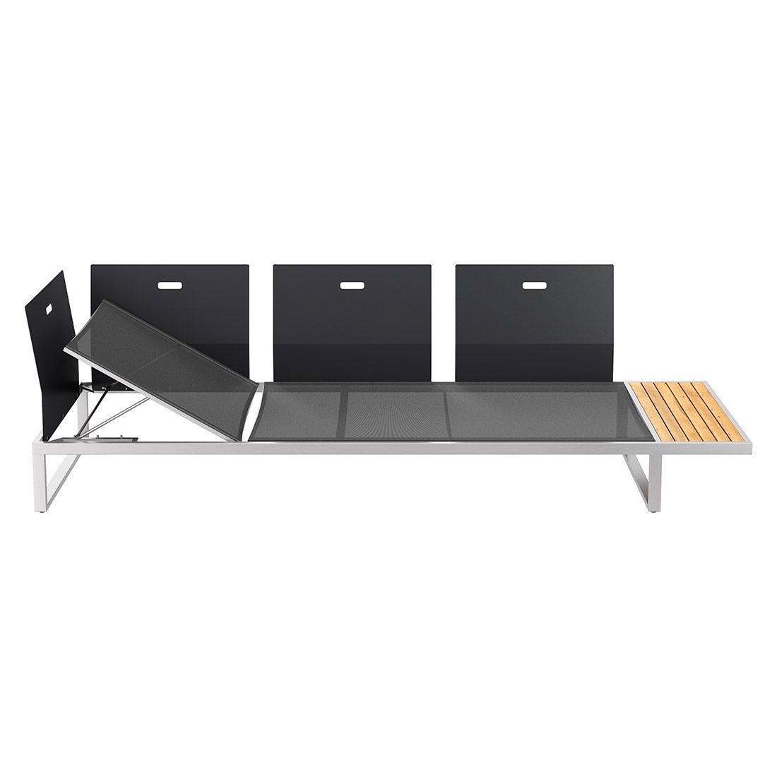 Montert Hagesofa Capri justerbar rustfritt stål 240 cm på terrasse