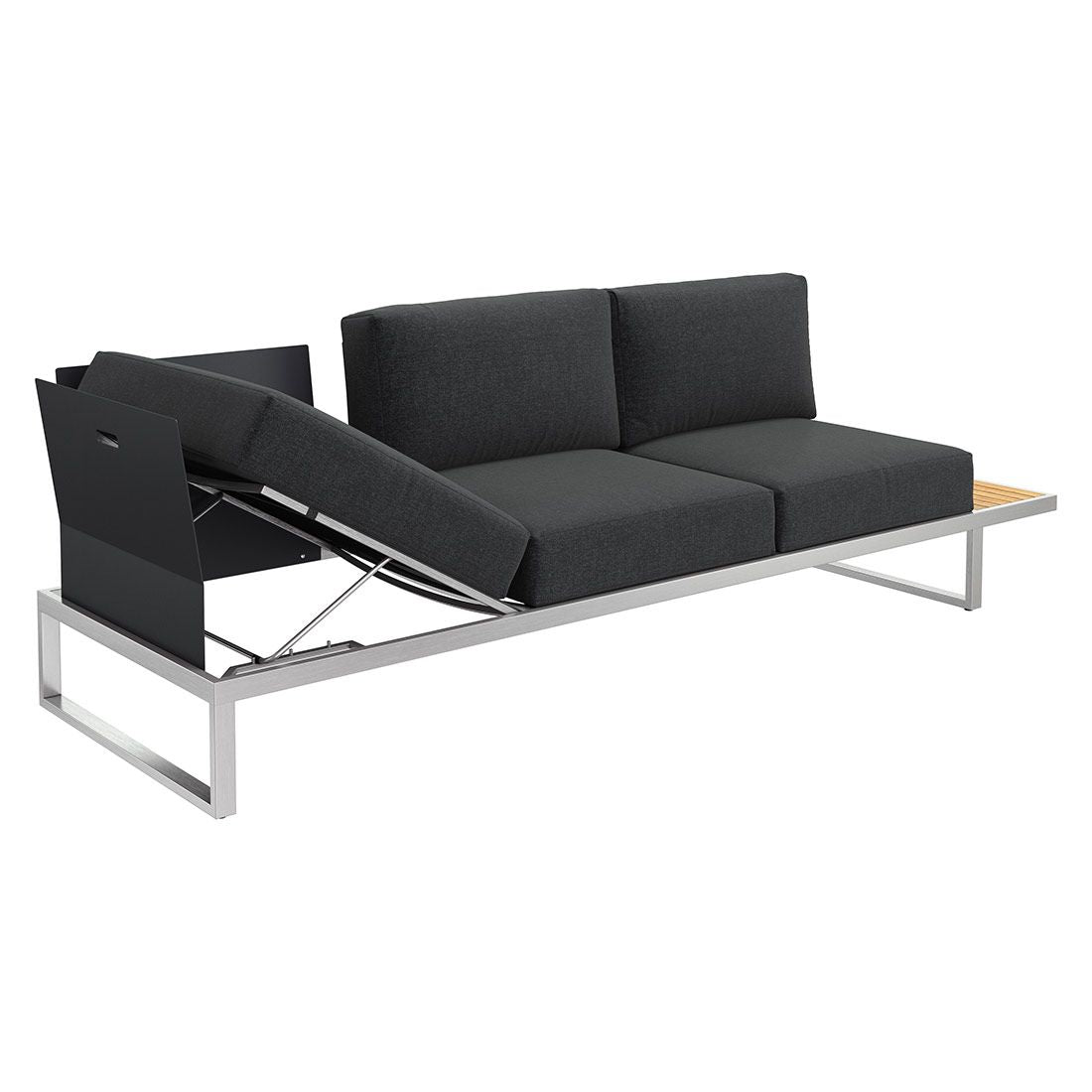 Hagesofa Capri justerbar rustfritt stål 240 cm med puter