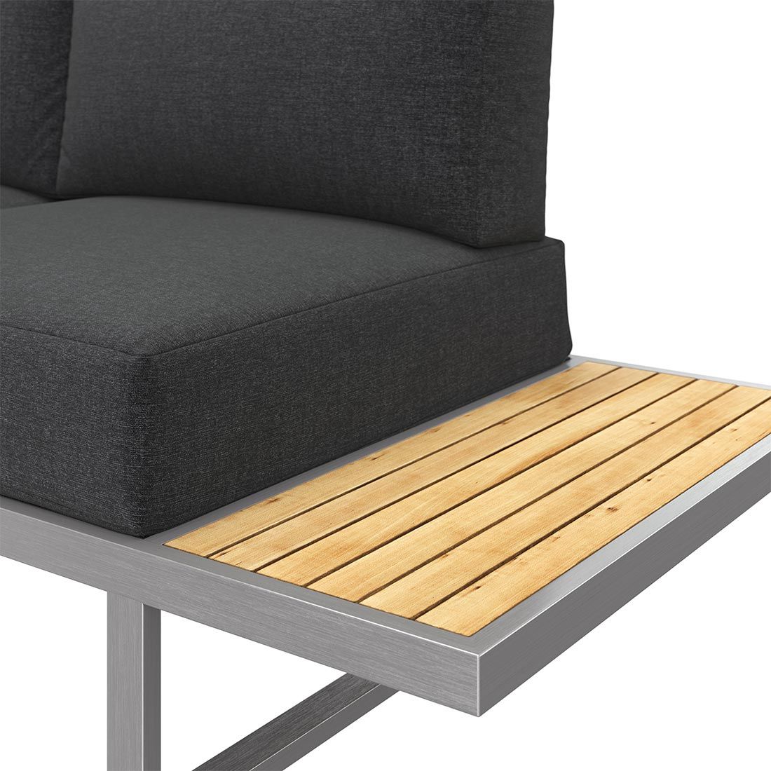 Hagesofa Capri justerbar rustfritt stål 240 cm sideprofil