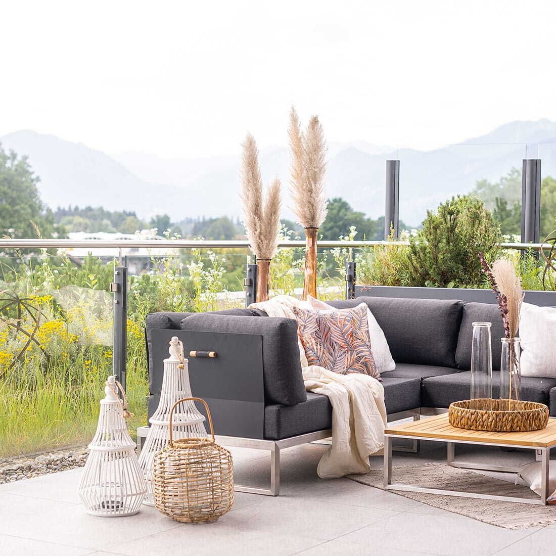 Hagesofa Capri rustfritt stål 142 cm - OUTLIV.