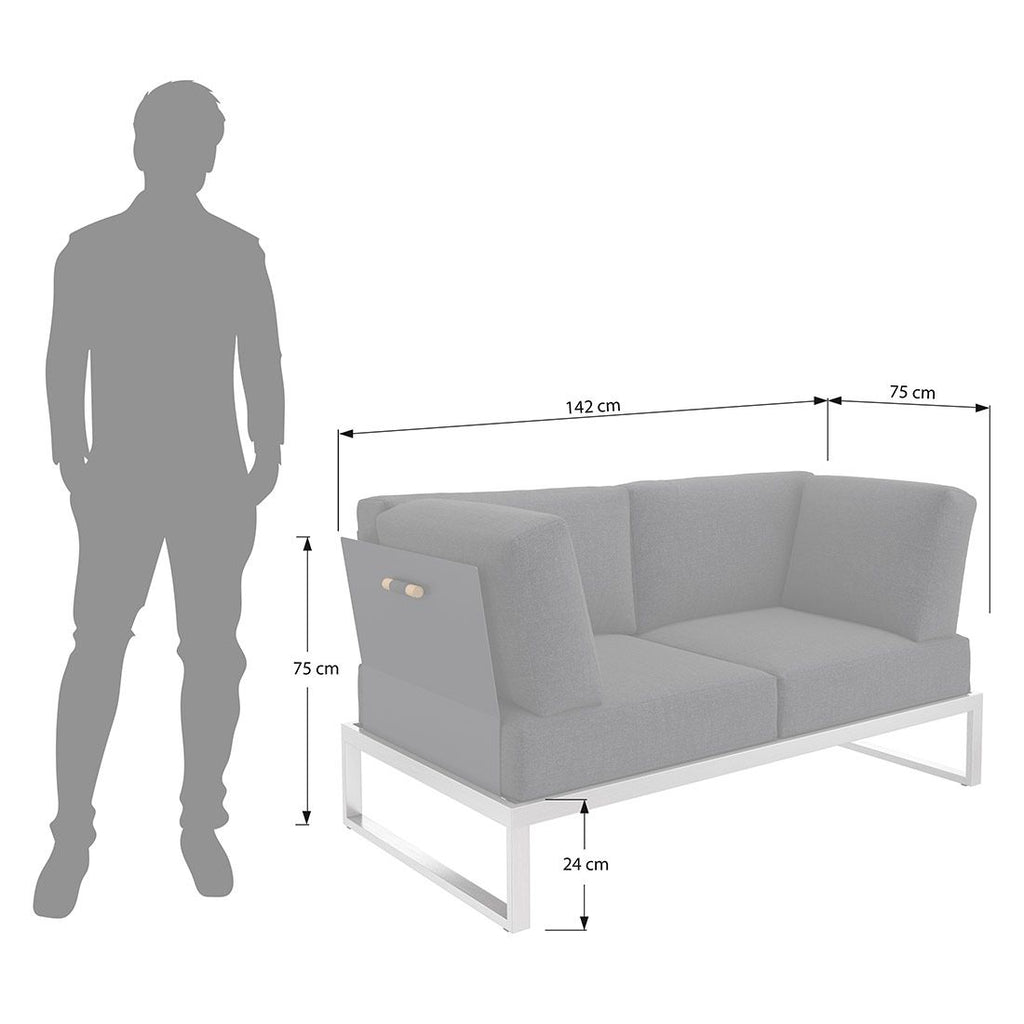 Detalj av Hagesofa Capri rustfritt stål 142 cm - OUTLIV