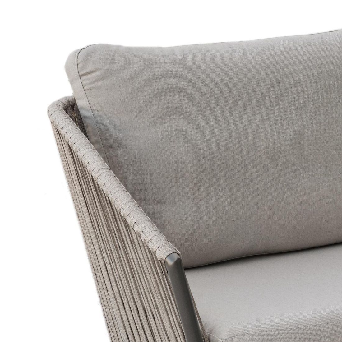 Montert Hagesofa Cliff aluminium og tau 170 cm på terrasse