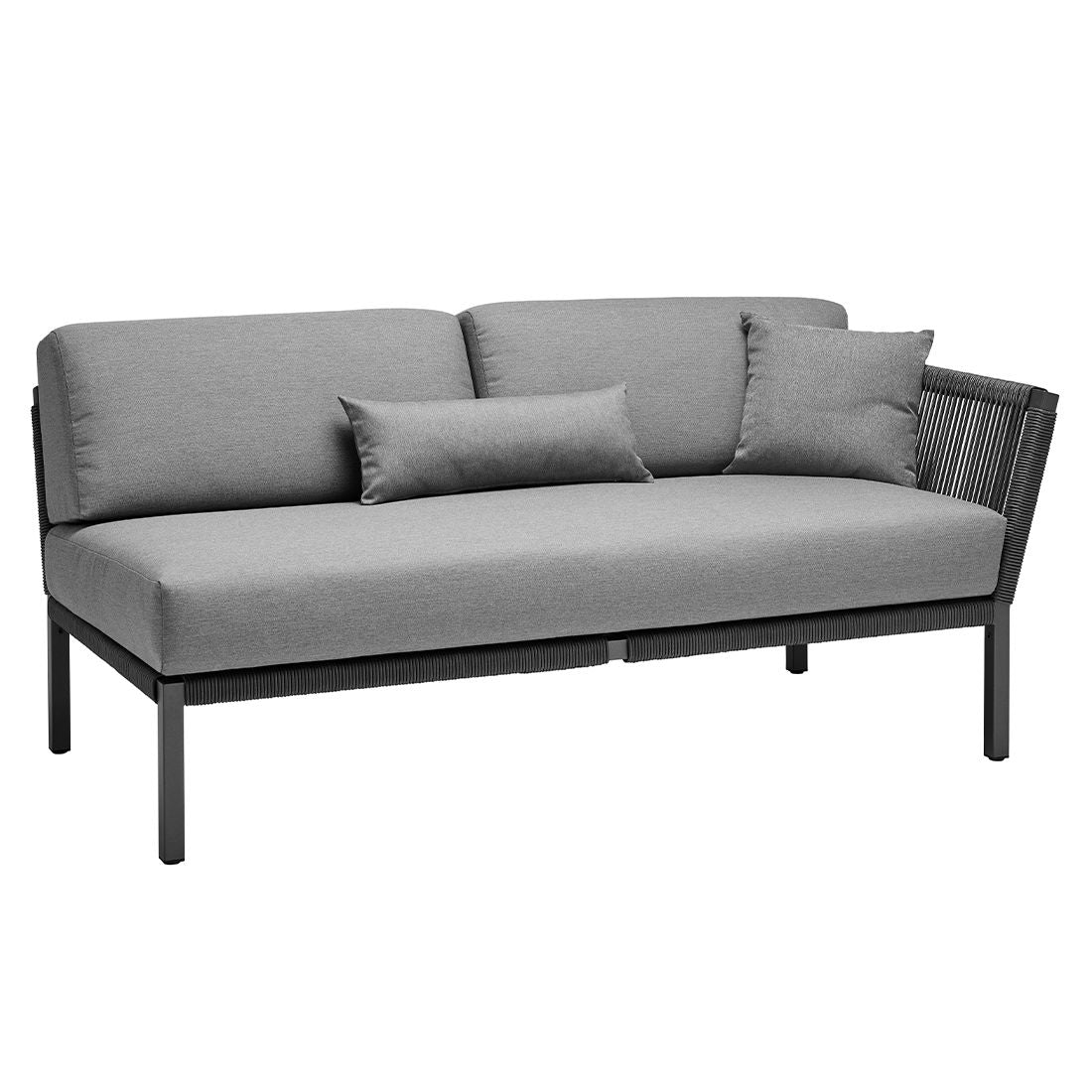 Montert Hagesofa Club aluminium tau 171 cm antrasitt på terrasse