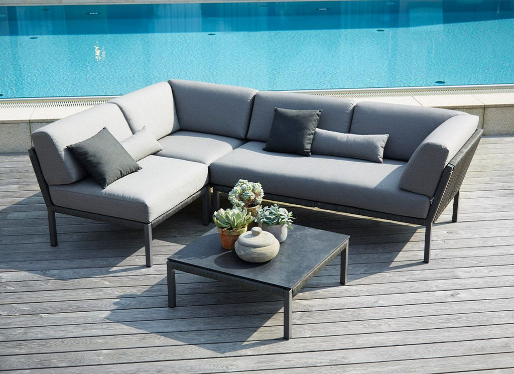 Hagesofa Club aluminium tau 171 cm antrasitt i uterom