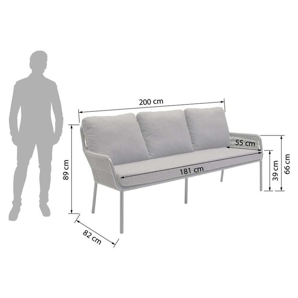 Montert Hagesofa Como aluminium tau olefin 200 cm på terrasse