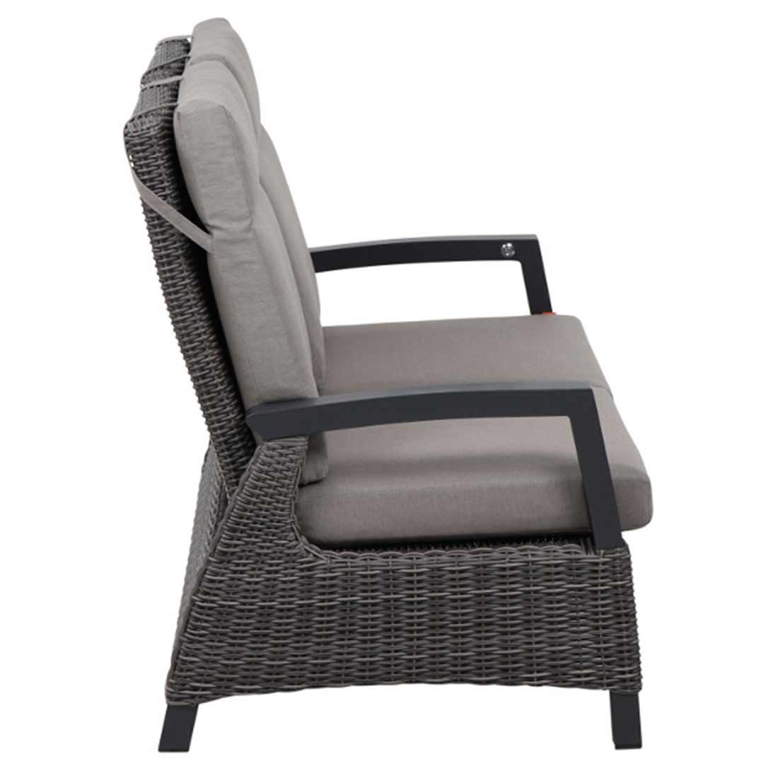 Montert Hagesofa Corido regulerbar flettverk aluminium 146 cm på terrasse