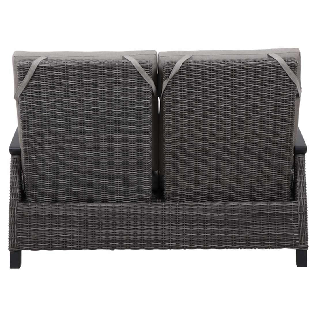 Sideprofil av Hagesofa Corido regulerbar flettverk aluminium 146 cm