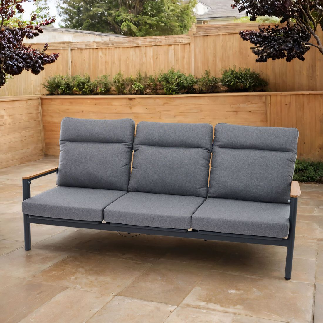 Hagesofa Cortina aluminium og tau 208 cm forfra