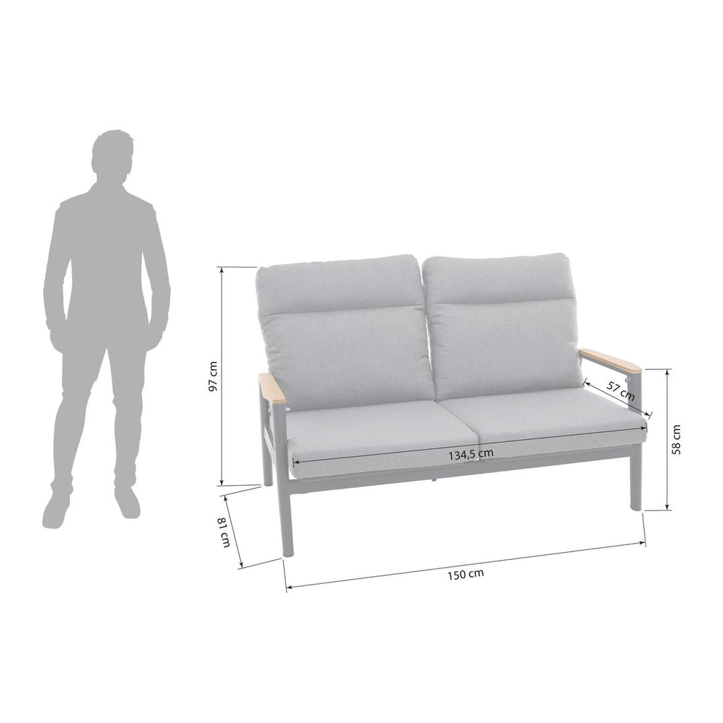 Detalj av stoff og tau på Hagesofa Cortina