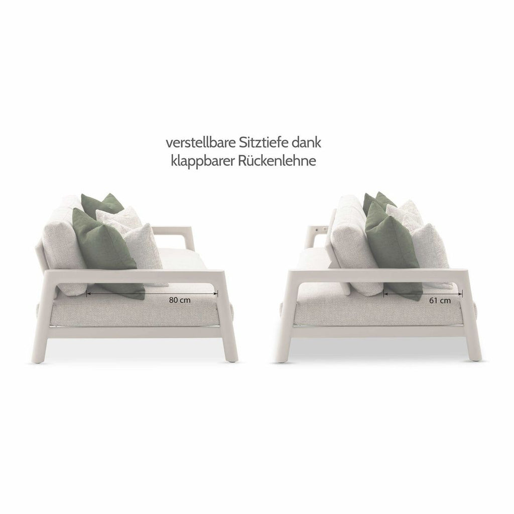 Sideprofil av Hagesofa Cozy justerbar sittedybde aluminium tau 236 cm