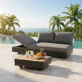 Hagesofa Cubo Neo med loungebord aluminium teak forfra