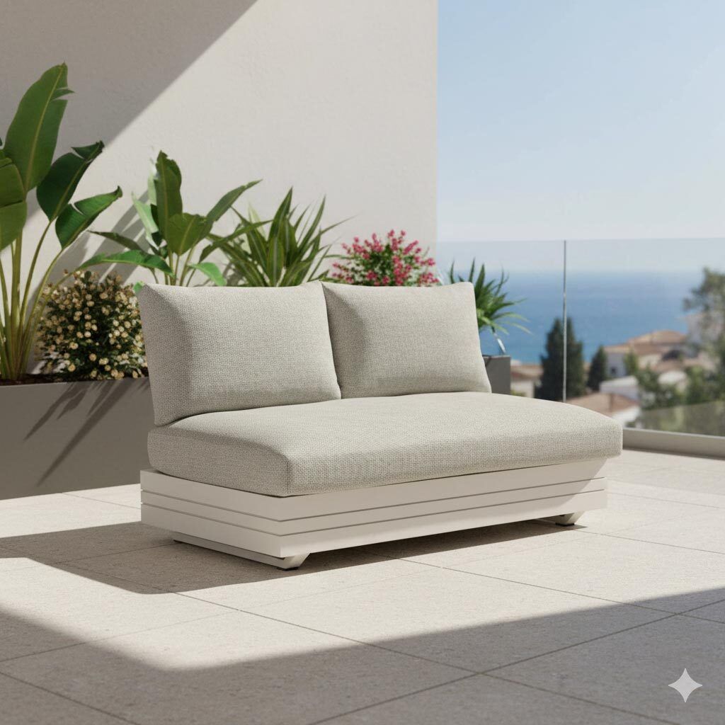 Hagesofa Cubo Neo aluminium olefin 132 cm forfra