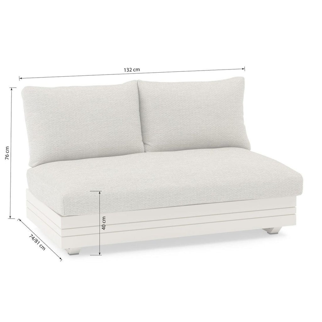 Hagesofa Cubo Neo aluminium olefin 132 cm detalj av stoff
