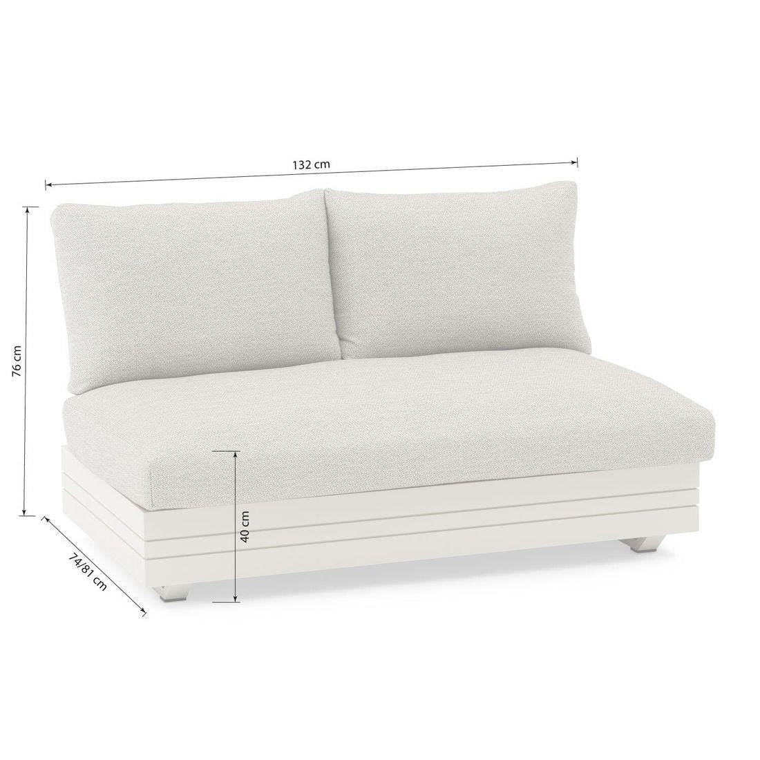 Hagesofa Cubo Neo aluminium olefin 132 cm detalj av stoff
