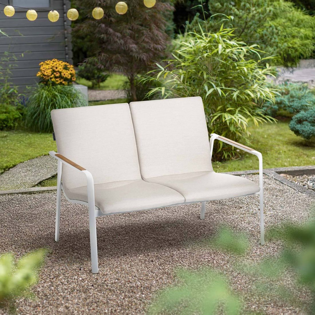 Hagesofa Diamond aluminium/Sunbrella 115 cm forfra