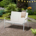 Hagesofa Diamond aluminium/textilen 115 cm hvit forfra