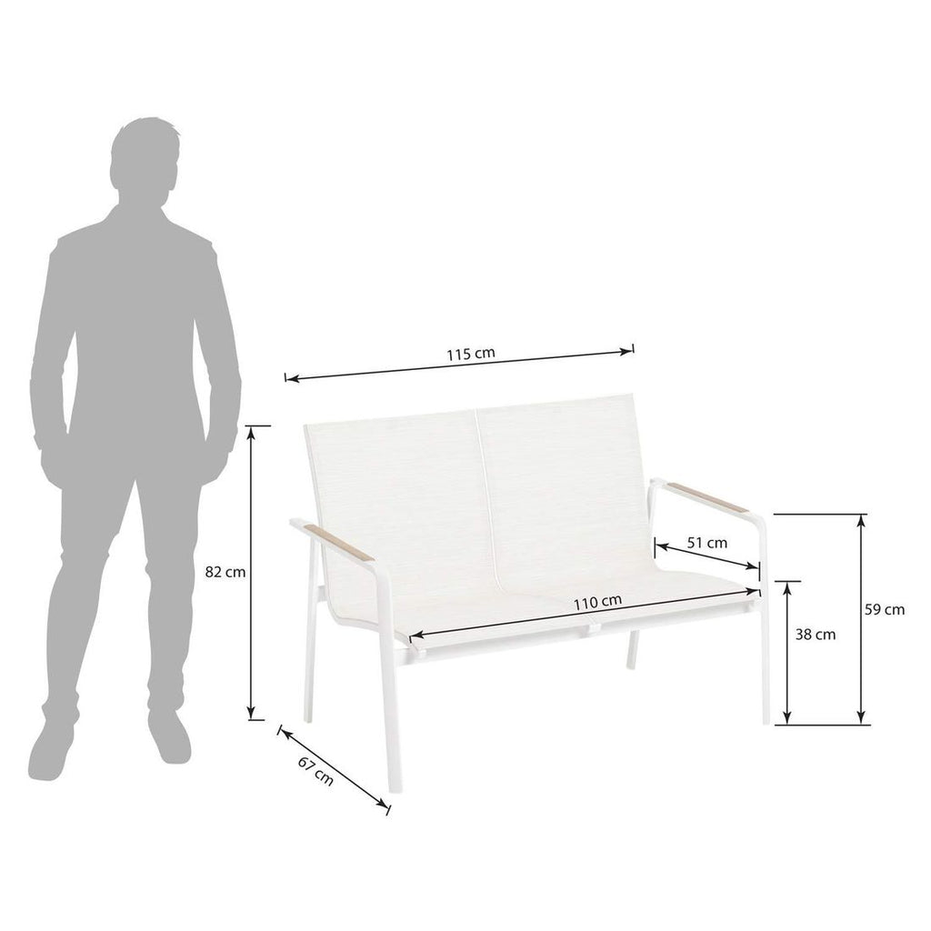 Detalj av tekstilen materiale på Hagesofa Diamond aluminium/textilen 115 cm hvit