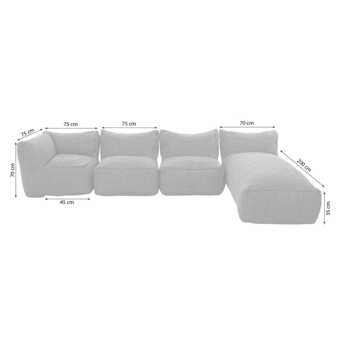 Hagesofa Dotty Cloud polypropylen 150 cm detalj av stoff