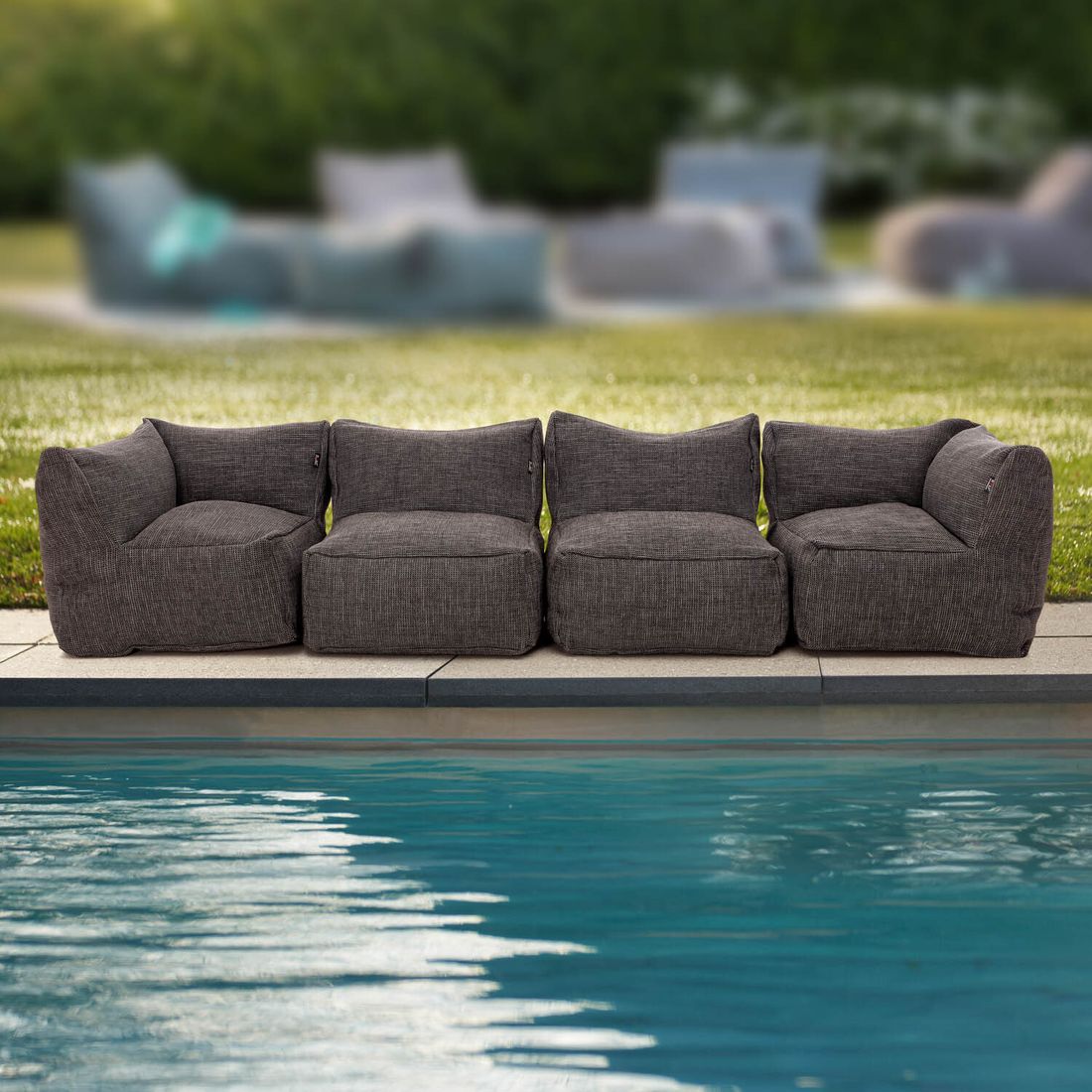 Hagesofa Dotty polypropylen 300 cm antrasitt forfra