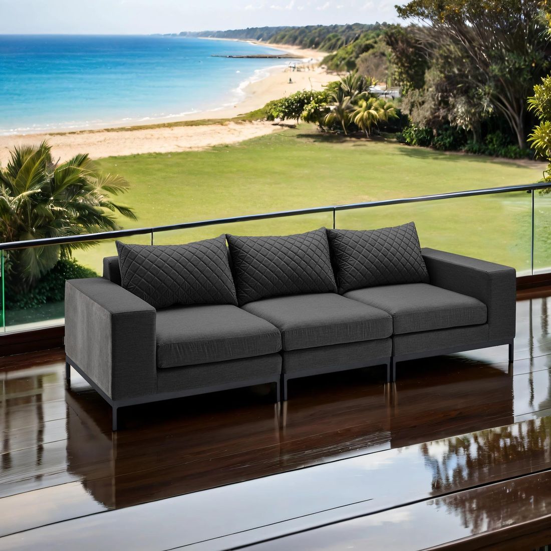 Hagesofa Ego Modular aluminium/Sunbrella antrasitt - detalj av stoff
