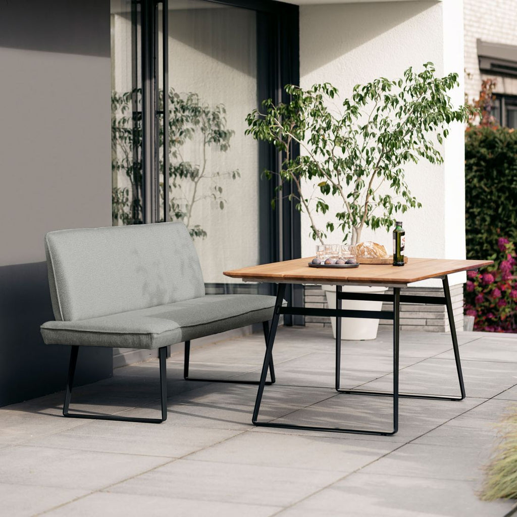 Oversiktsbilde av Hagesofa Elba stål/olefin 200 cm antrasitt på terrasse