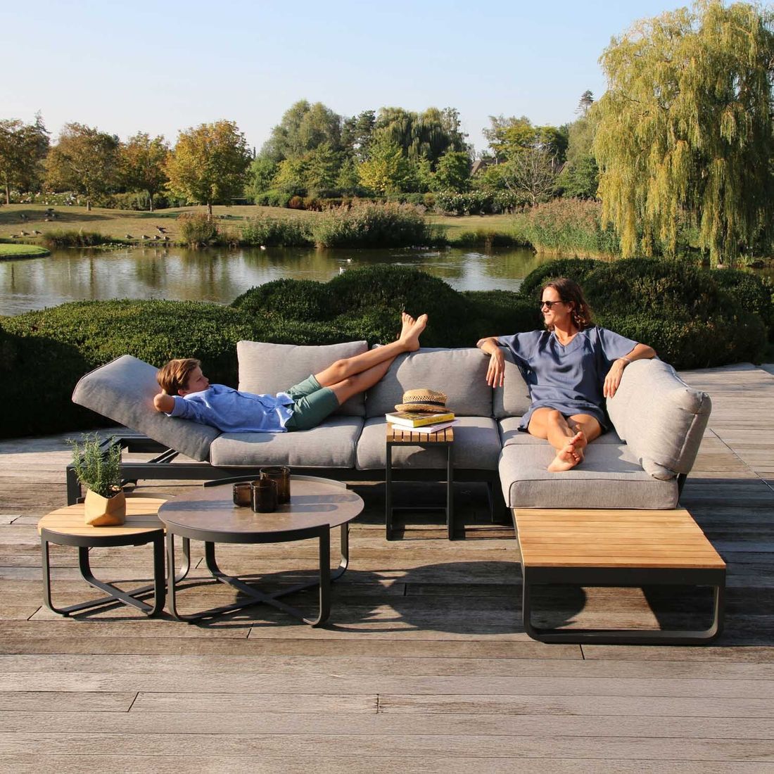 Hagesofa Fly justerbar aluminium/olefin 207 cm moderne design