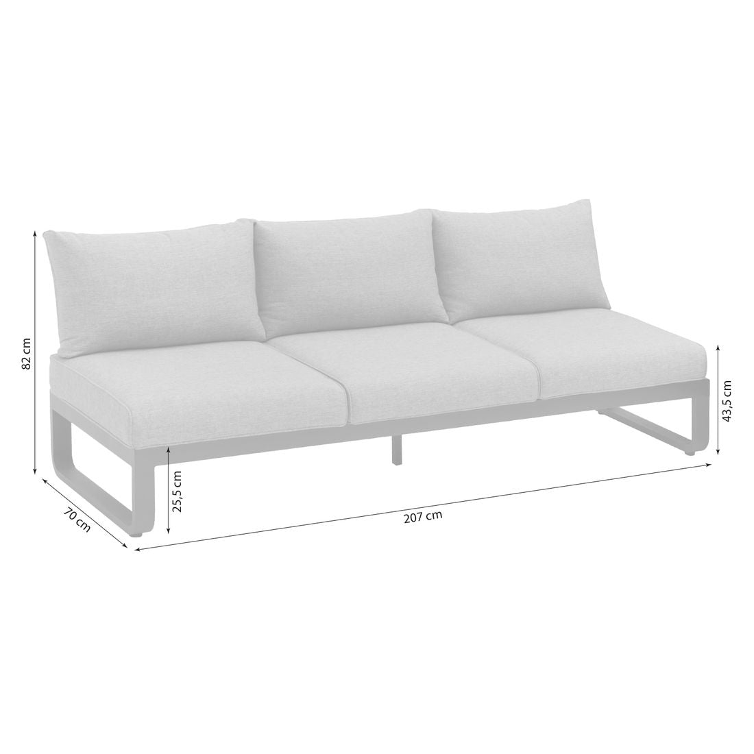Hagesofa Fly justerbar aluminium/olefin 207 cm detalj av stoff
