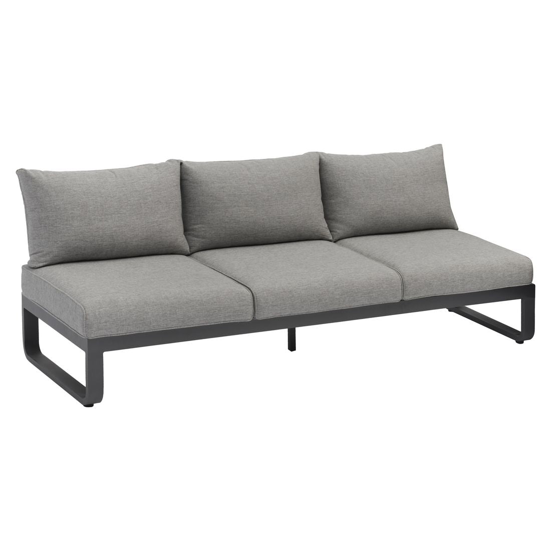 Hagesofa Fly justerbar aluminium/olefin 207 cm montert på terrasse