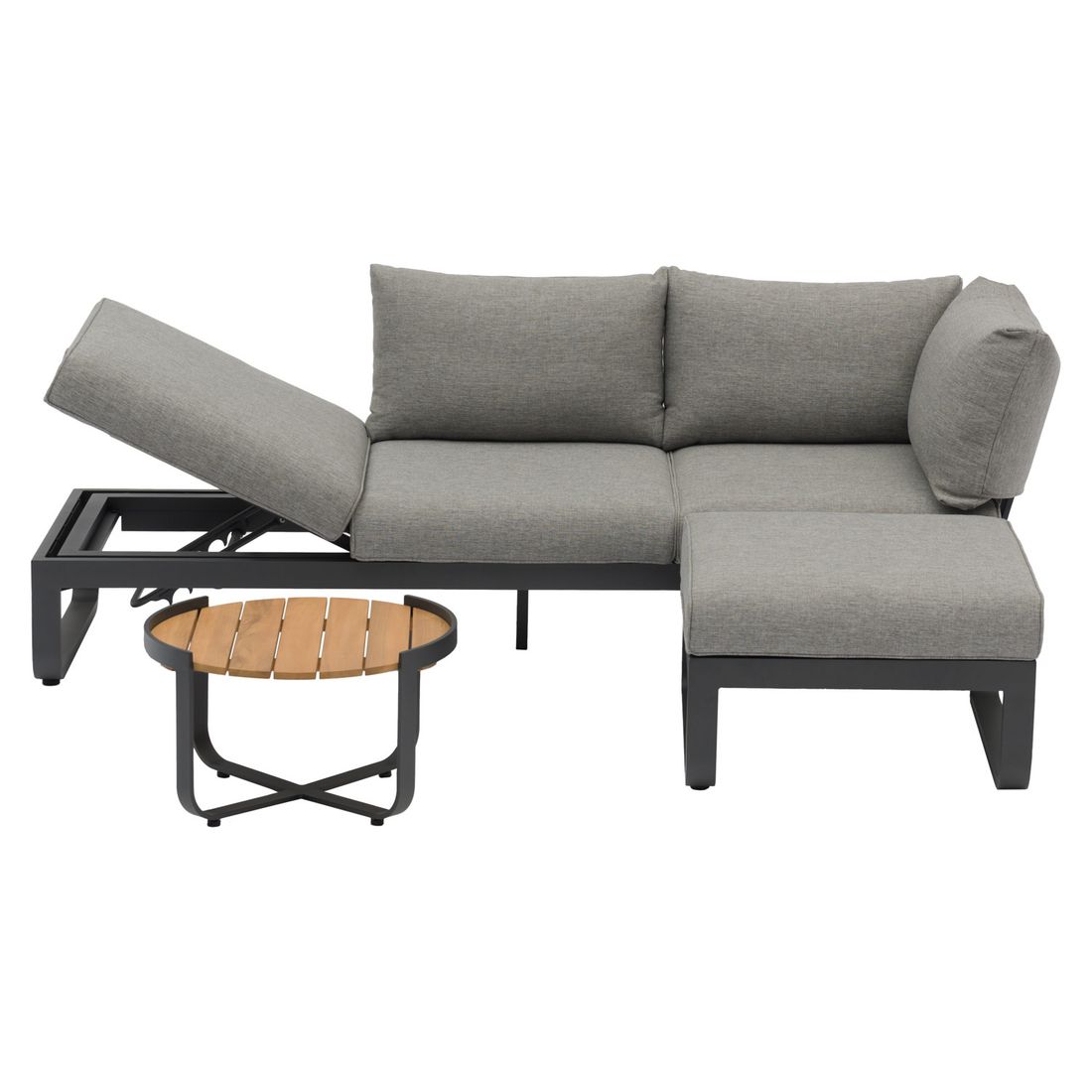 Hagesofa Fly justerbar aluminium/olefin 207 cm komfortabel sittehøyde