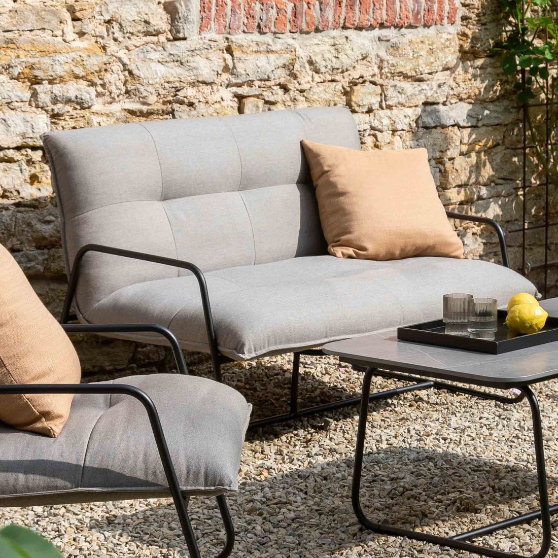 Hagesofa Fontein aluminium Sunbrella 130 cm forfra