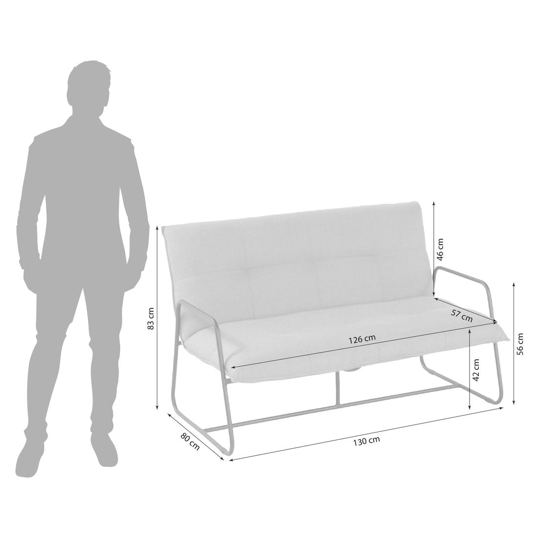 Detalj av stoff på Hagesofa Fontein aluminium Sunbrella 130 cm