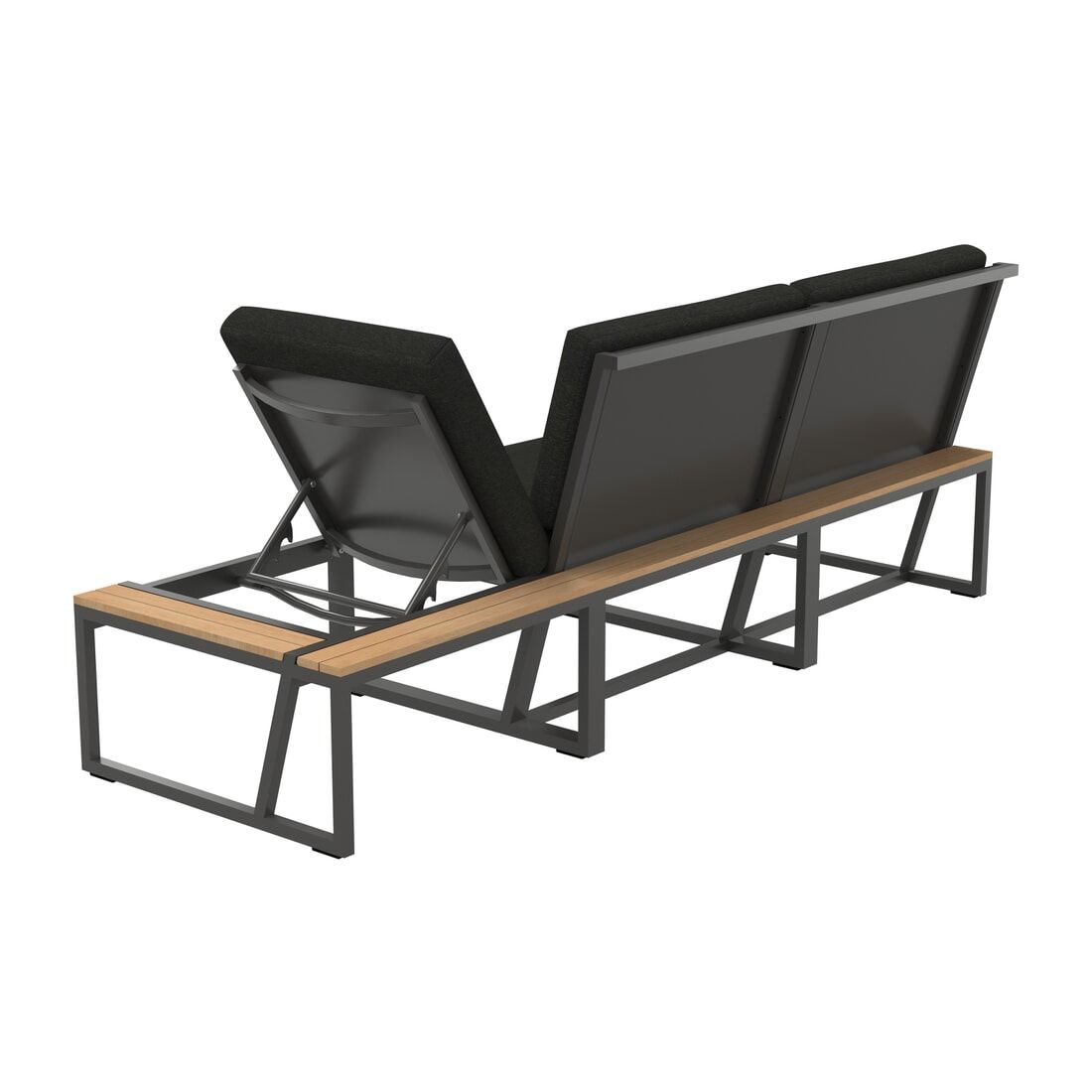 Montert Hagesofa Havanna regulerbar aluminium 213 cm på terrasse
