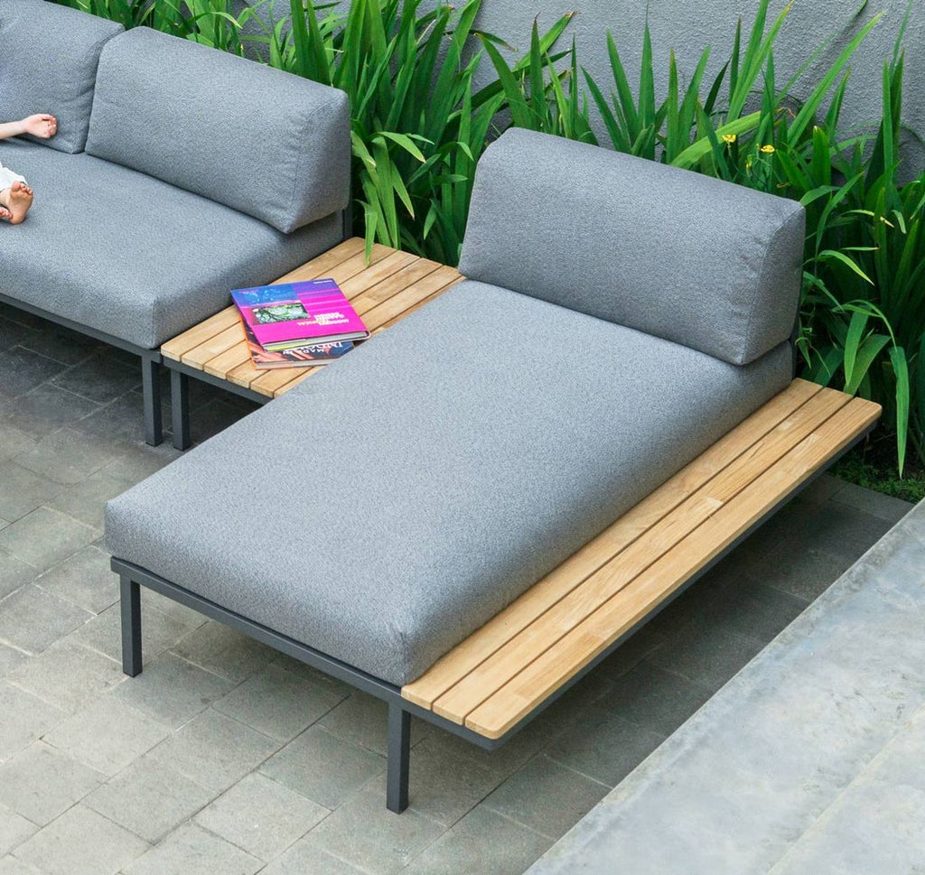 Hagesofa Hudson rustfritt stål/Tuvatextil 144 cm forfra