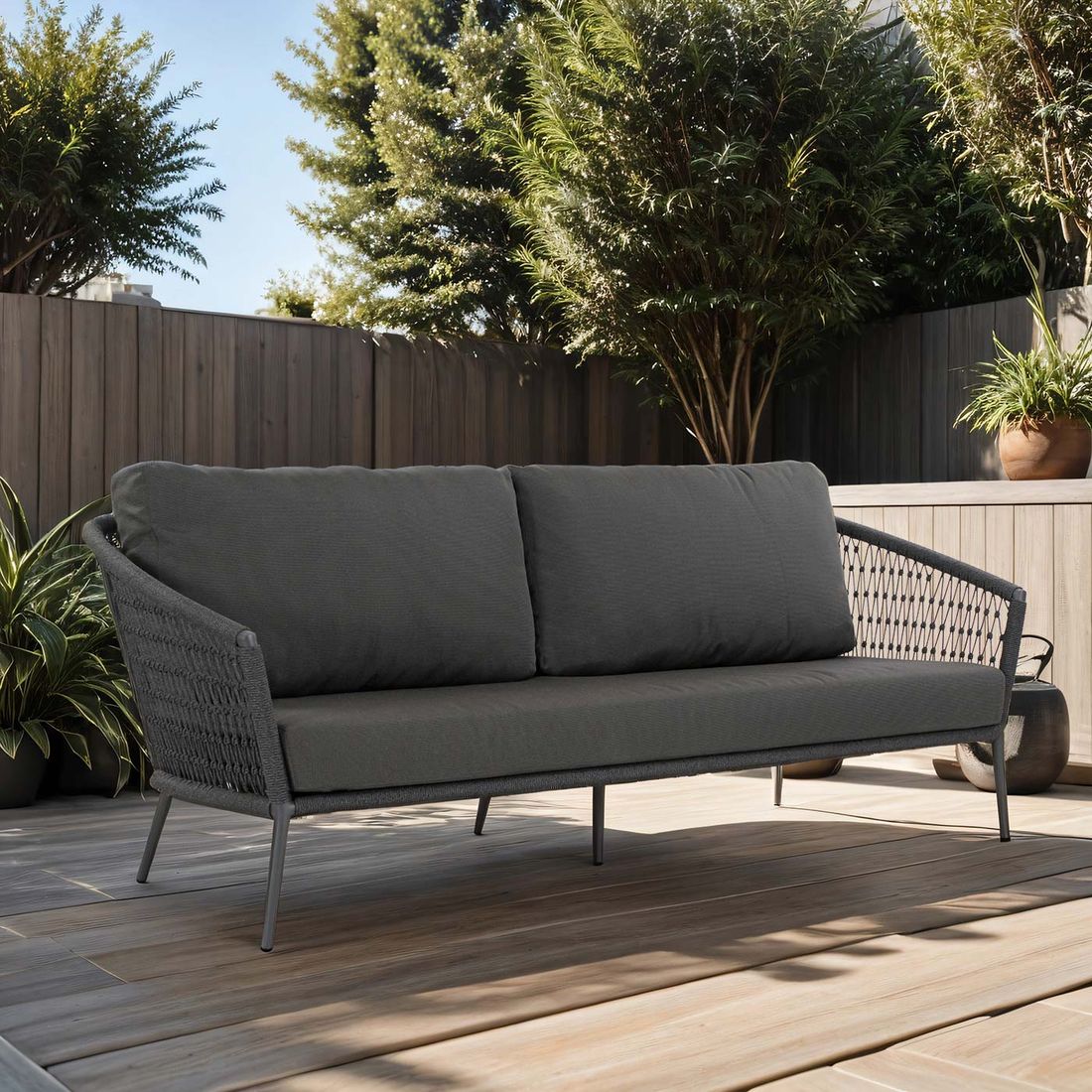 Hagesofa Ibiza aluminium tau 205x86 cm Musterring forfra