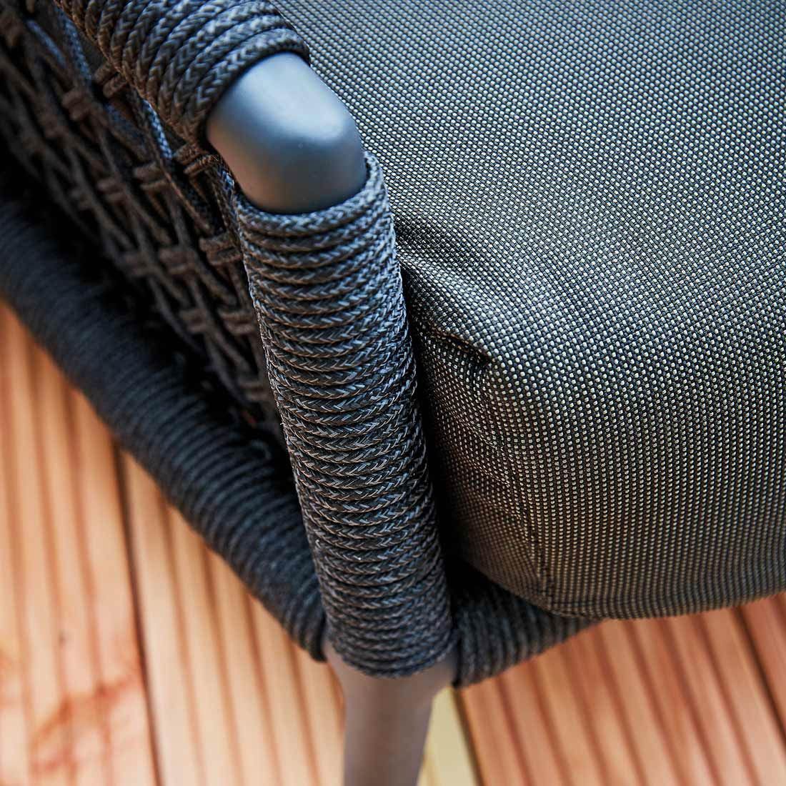 Detalj av rope-flettverk på Hagesofa Ibiza aluminium tau 205x86 cm Musterring